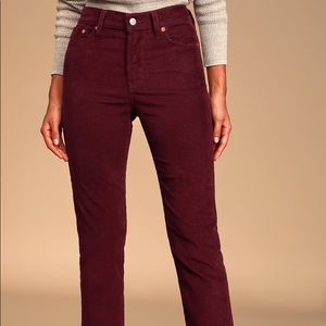 Levi’s Wedgie Burgundy Straight Corduroy Pants